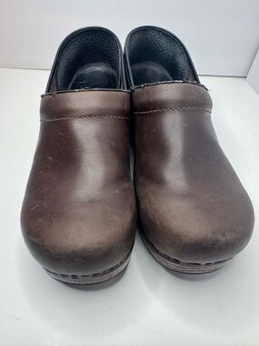 Dansko Brown Leather Slip-On Clogs Women's Size EU40